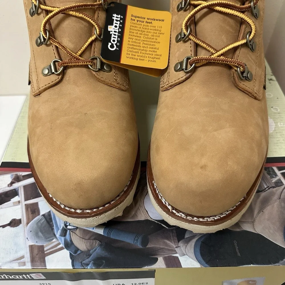 Carhartt Leather Slip Resistant Soft Toe Wedge Work Boot Style 3915 Size 12EE